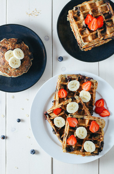 Paleo-ish Blueberry Oatmeal Waffles