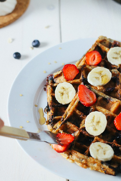 Paleo-ish Blueberry Oatmeal Waffles