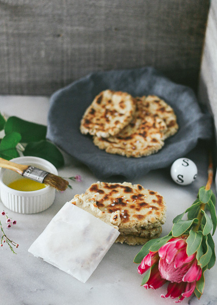 Fluffy, and tender Paleo-ish Naan that is easy-to-make, and dairy- and gluten-free!