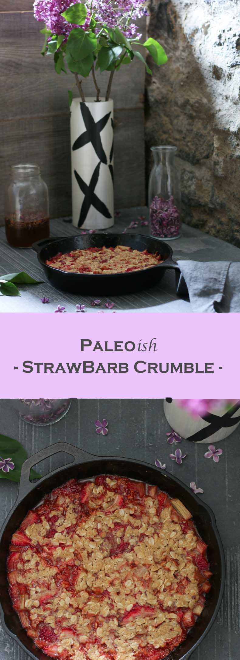 Two for one Paleo-ish (vegan) Strawbarb Crumble Recipe that will beat out all other recipes you've tasted thus far!  Guaranteed!  There is SO much flavour in every bite.  Good luck eating just one serving...