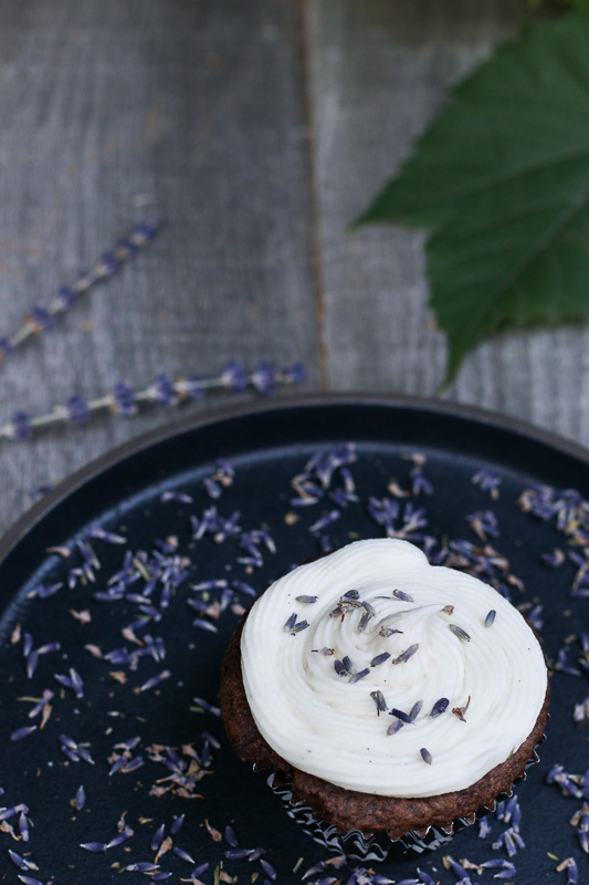 Celebration Cupcakes! | Chocolate Cupcakes with Lavender Vanilla Cream Cheese Frosting | Paleo-ish