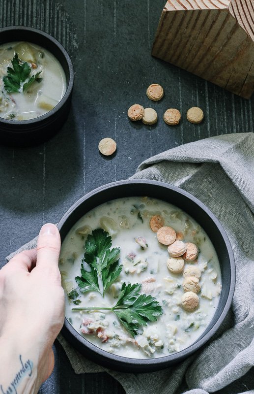 Paleo Clam Chowder with Paleo-ish Oyster Crackers | Paleo-ish