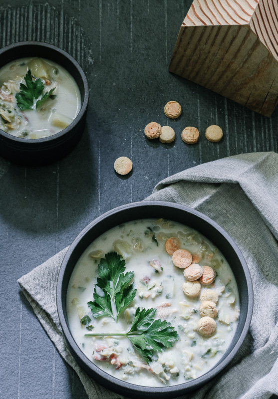 Paleo Clam Chowder with Paleo-ish Oyster Crackers | Paleo-ish