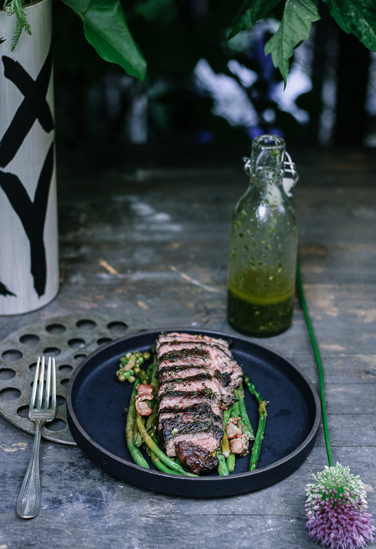 Skillet Steak Spring Vegetables Mint Chimichurri