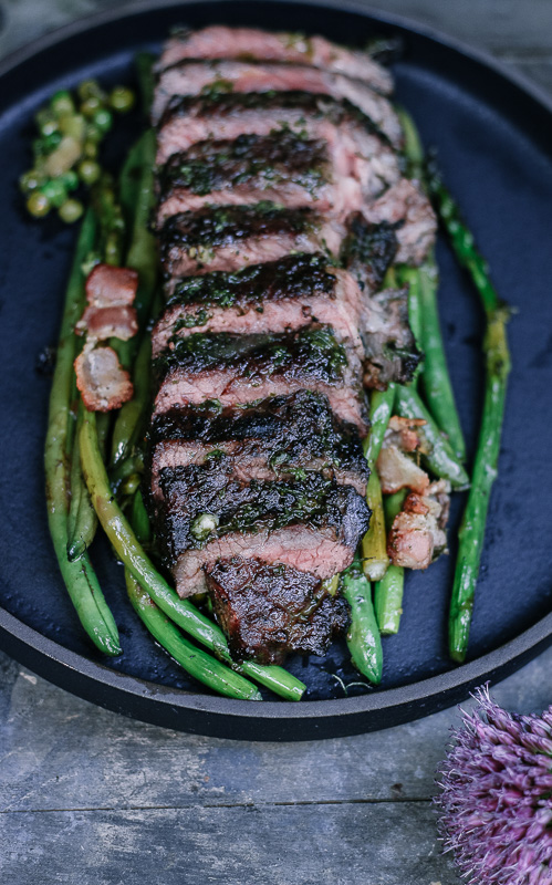 Skillet Steak Spring Vegetables Mint Chimichurri