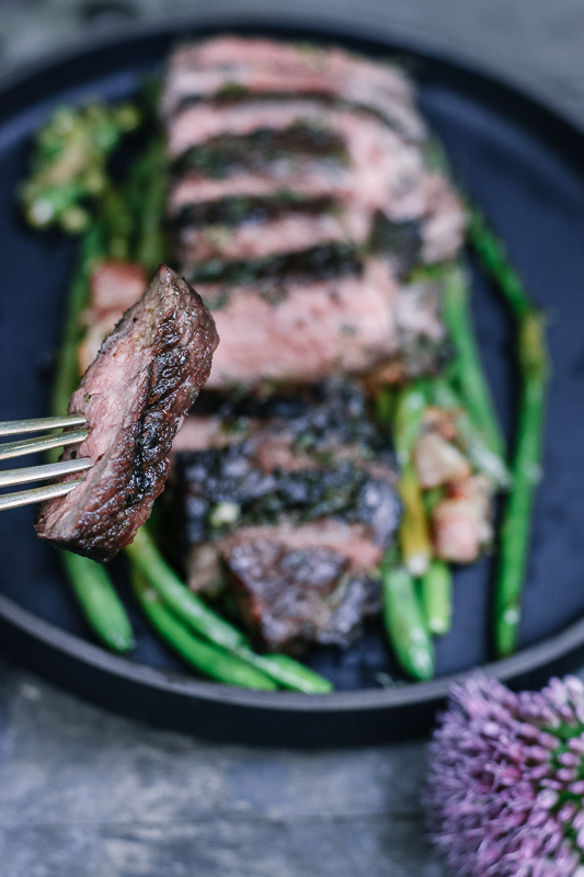 Skillet Steak Spring Vegetables Mint Chimichurri