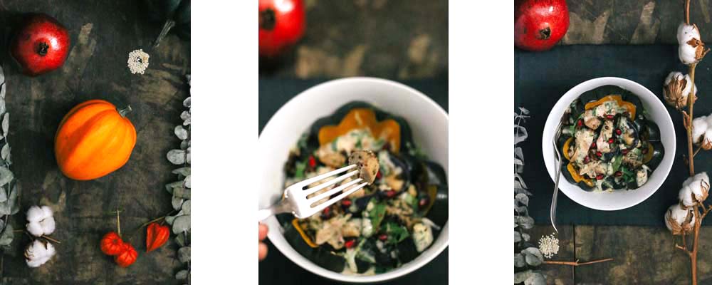 Segue into winter with this easy-to-make Roasted Squash, Lentil, and Chicken Bowl with Cilantro Tahini Dressing.