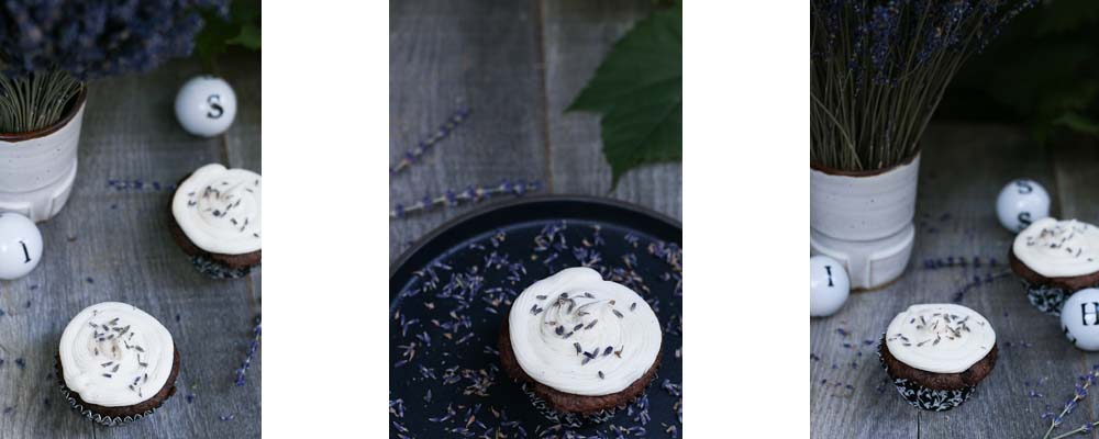 Celebration Cupcakes! | Chocolate Cupcakes with Lavender Vanilla Cream Cheese Frosting | Paleo-ish
